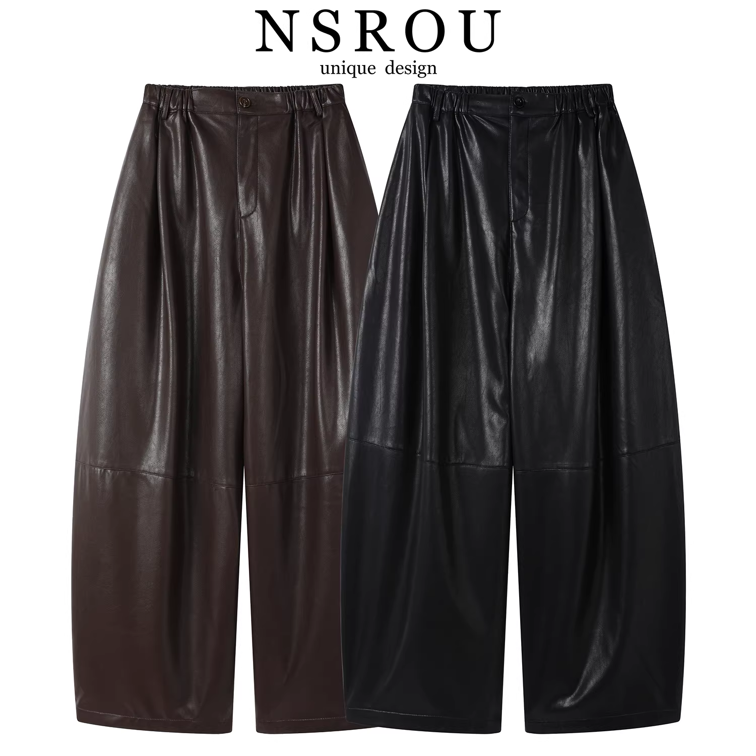 Quần dài ống rộng da protein màu cà phê phong cách retro kiểu Mỹ dành cho nữ đầu thu mới quần dài dáng rộng dáng rộng