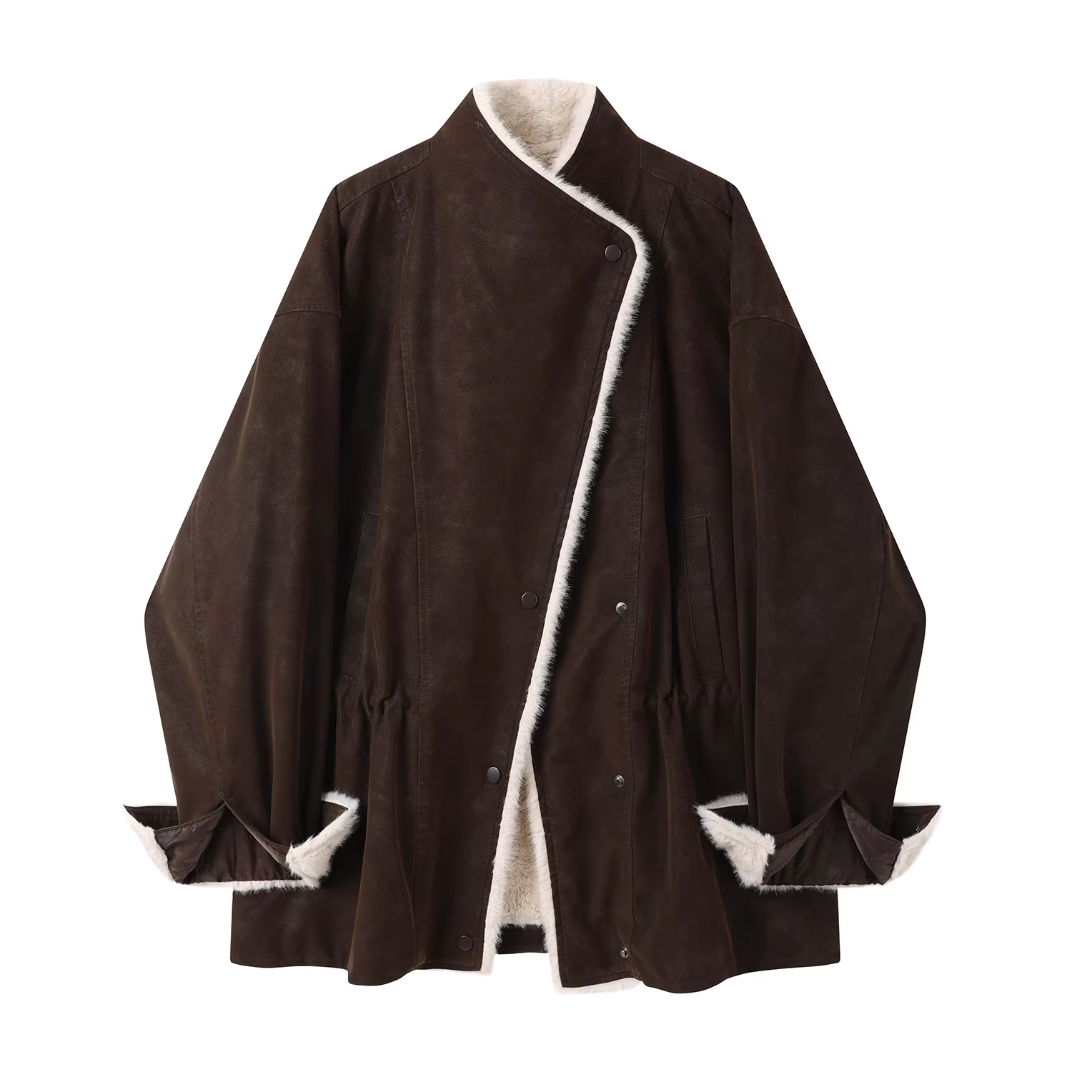 Áo khoác lông cừu Melard cao cấp kiểu cổ điển dành cho nữ, mùa đông kiểu dáng mới áo khoác parka cổ đứng lót lông cừu