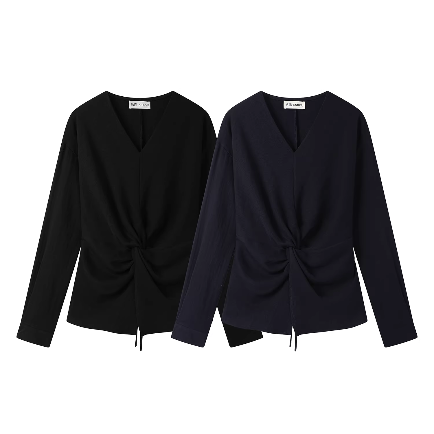 Áo sơ mi cổ chữ V có dây buộc eo kiểu cổ điển kiểu Hàn Quốc dành cho nữ, thiết kế đầu thu, áo sơ mi đa năng.