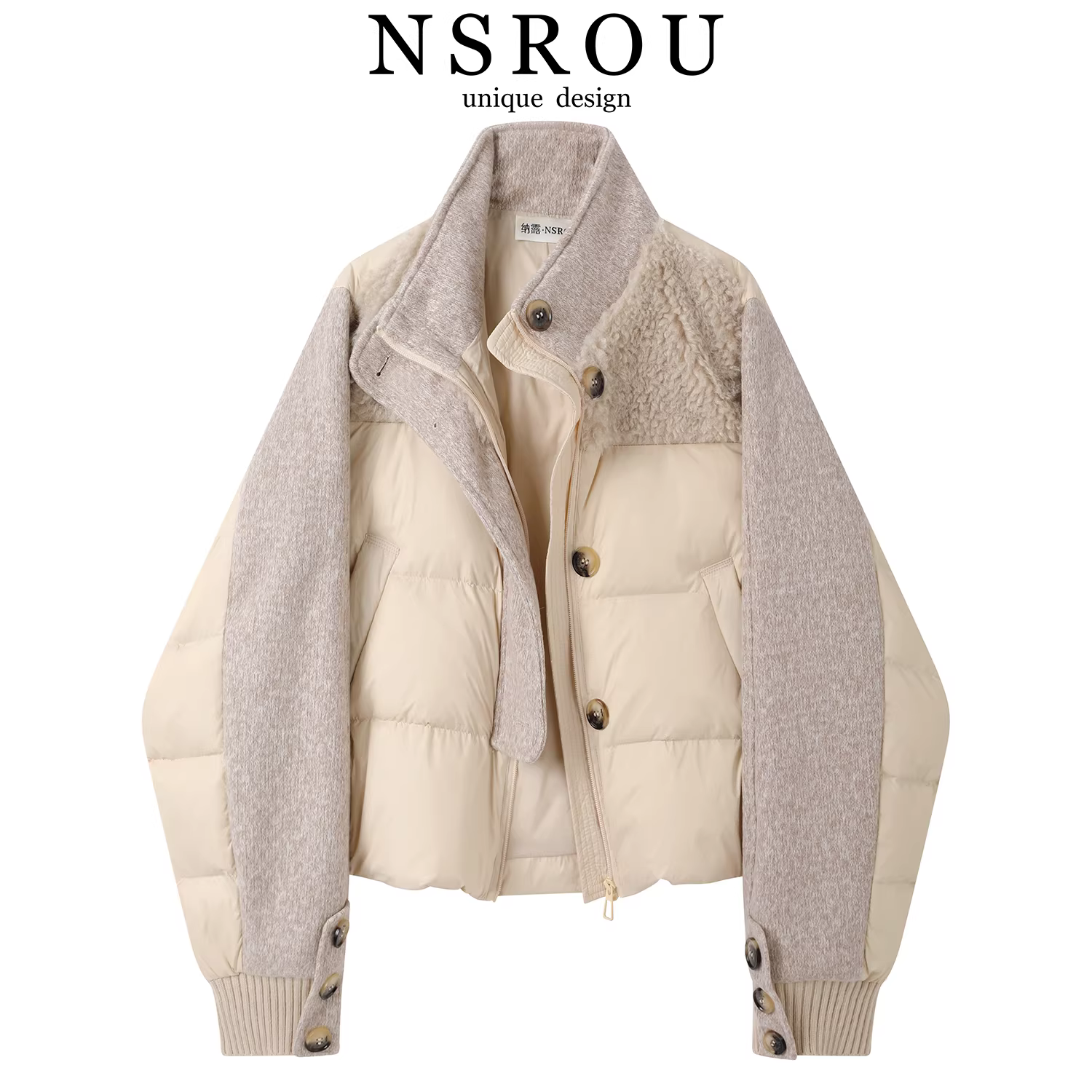 Áo khoác ngắn có cổ đứng được thiết kế dành cho nữ, dày dặn cho mùa đông, áo khoác cotton ấm áp, thời trang và phong cách.