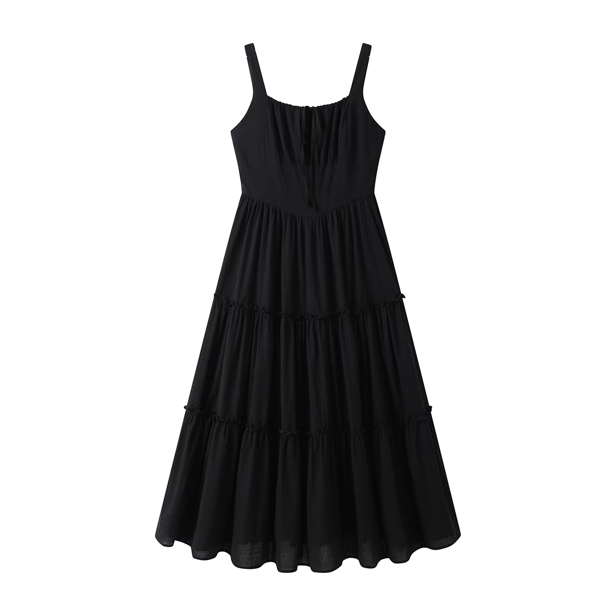 Váy đen không tay kiểu Hepburn, ôm eo, tôn dáng, kiểu Pháp dành cho nữ, chân váy dài mùa hè mới với vạt áo rộng.