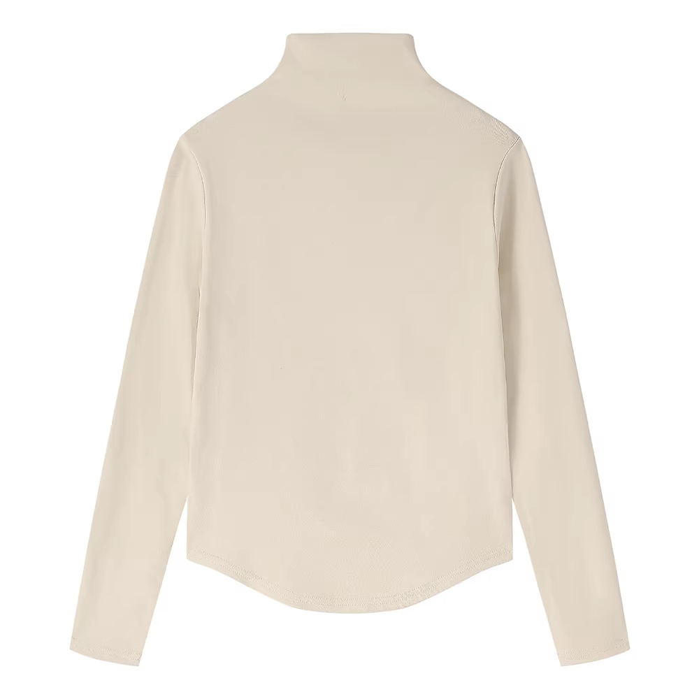 Áo thun dệt kim màu đen cổ cao nửa cổ cao cấp và thanh lịch có tay dài dành cho nữ trong mùa thu đông, áo lót bên trong có lót lông cừu và giúp giảm béo.