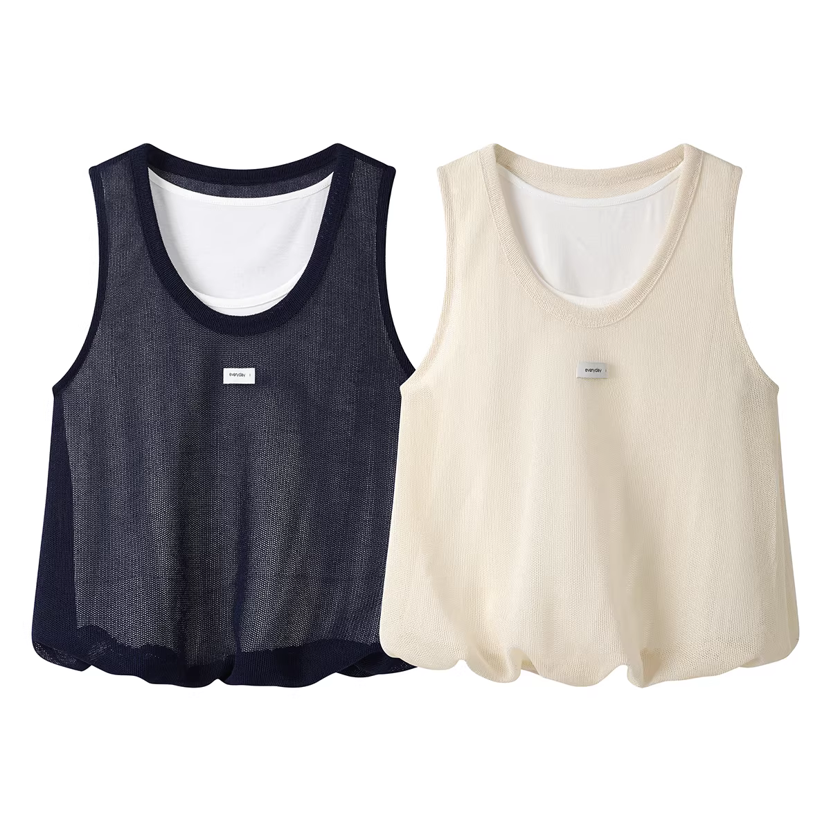 Áo dệt kim không tay kiểu dáng thanh lịch kiểu Hàn Quốc, áo vest giả hai mảnh, áo ngắn đa năng mùa hè dành cho nữ