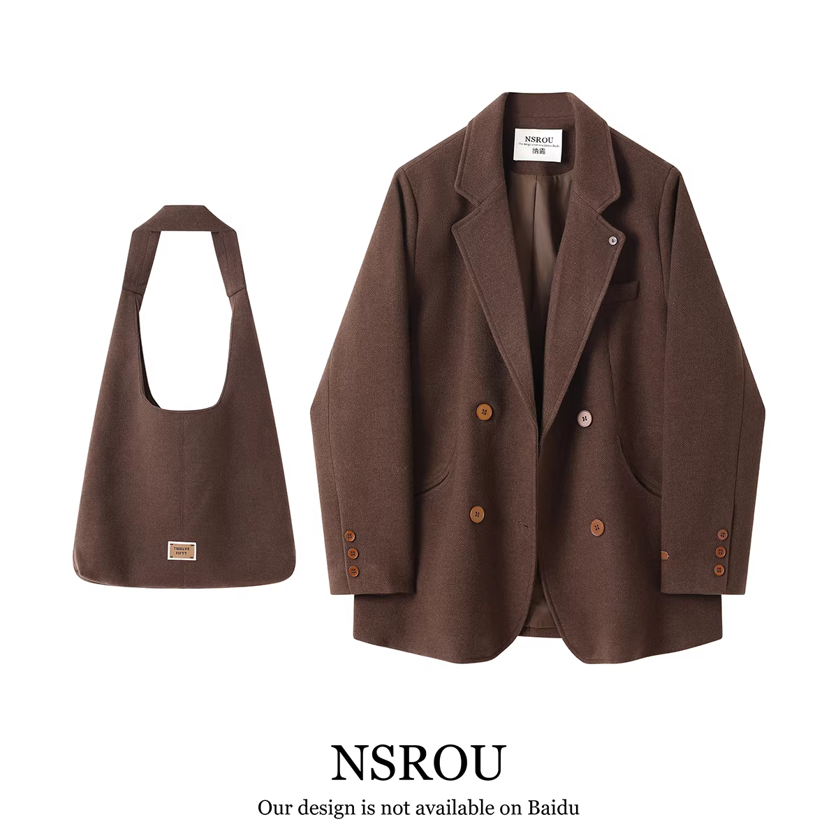 Áo blazer ngắn chuyên nghiệp bằng len cổ điển cao cấp NSROU dành cho nữ, bộ vest siêu phong cách cho mùa thu đông.