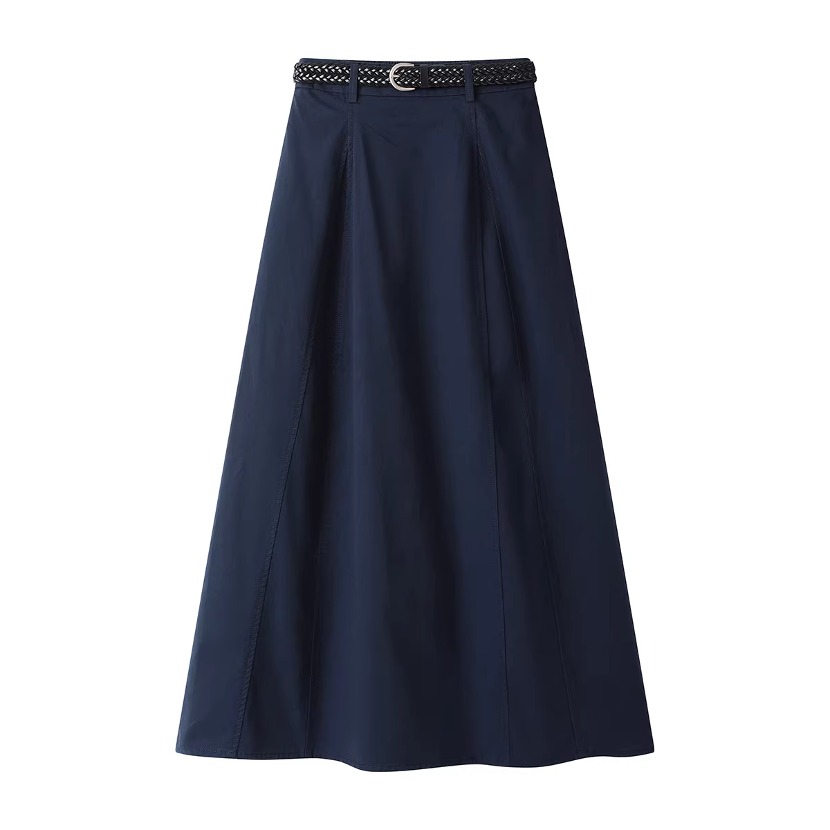 NSROU phong cách Hàn Quốc đơn giản màu trơn váy cạp cao giảm béo váy nữ mùa hè mới váy chữ A váy denim công sở váy dài