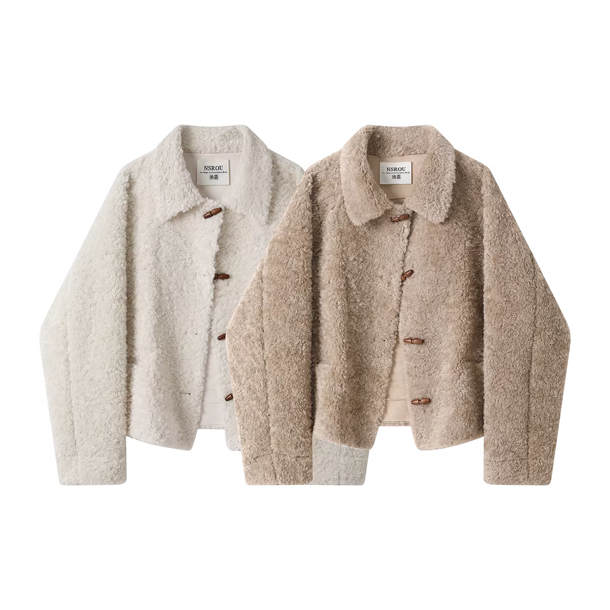 NSROU Áo khoác len cừu cao cấp phong cách Hàn Quốc lấy cảm hứng từ Chanel dành cho nữ, mùa thu đông, áo khoác ngắn thanh lịch dành cho người nhỏ nhắn.