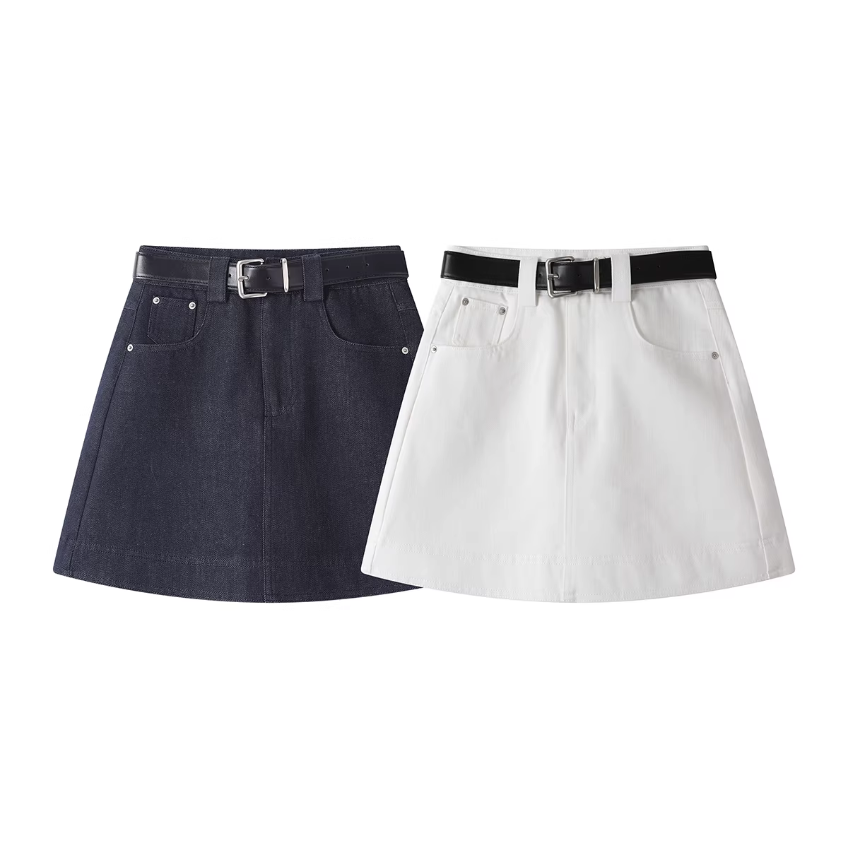 Váy denim trắng đẹp đa năng kiểu Hàn Quốc váy ngắn dành cho nữ mùa xuân, mùa thu và mùa hè váy bodycon chữ A cạp cao