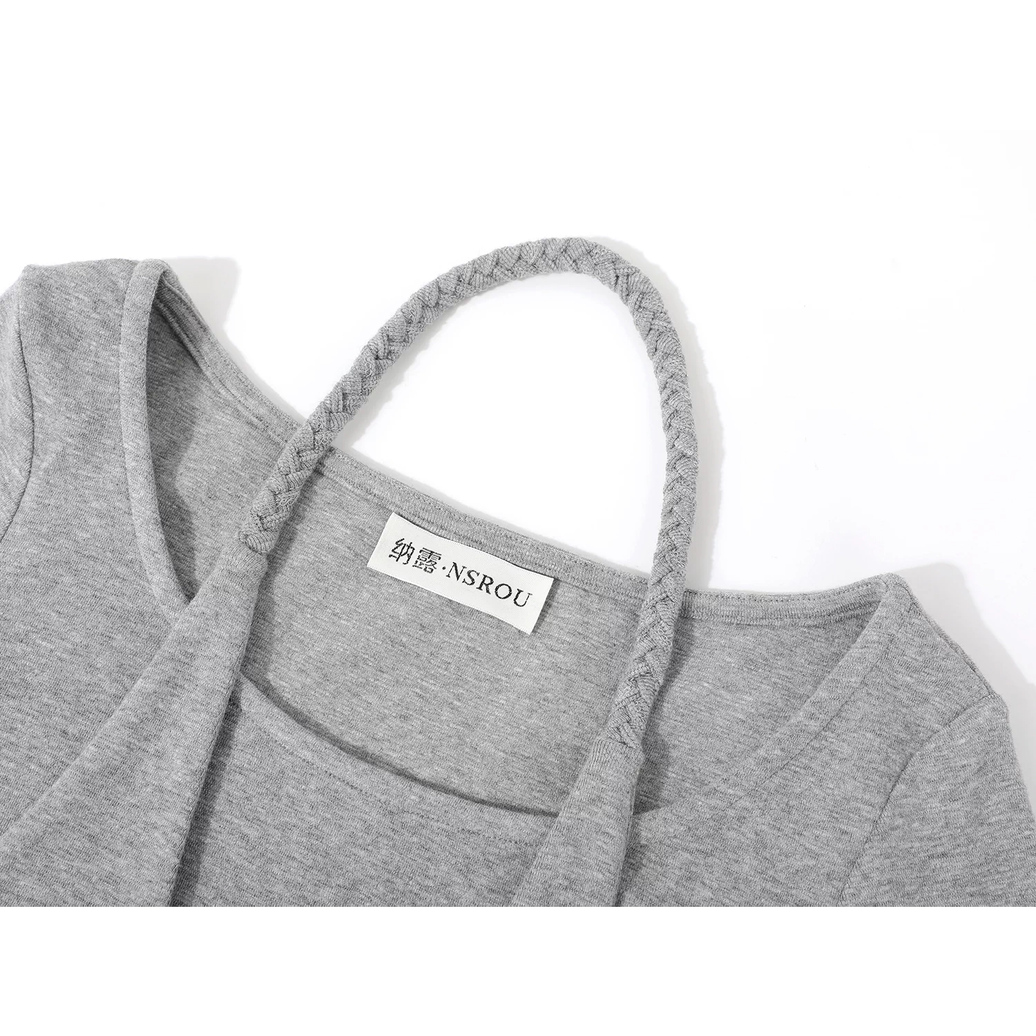 Áo thun dệt kim cổ yếm giả hai mảnh phối màu phong cách mới đầu thu dành cho nữ, áo dài tay ôm dáng đa năng cổ điển