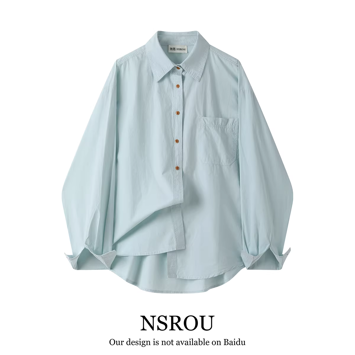 Áo sơ mi dài tay đơn giản màu xanh phong cách Hàn Quốc cao cấp và thanh lịch dành cho nữ, hoàn hảo cho mùa xuân và mùa thu, áo siêu xinh, dáng rộng và tôn dáng.