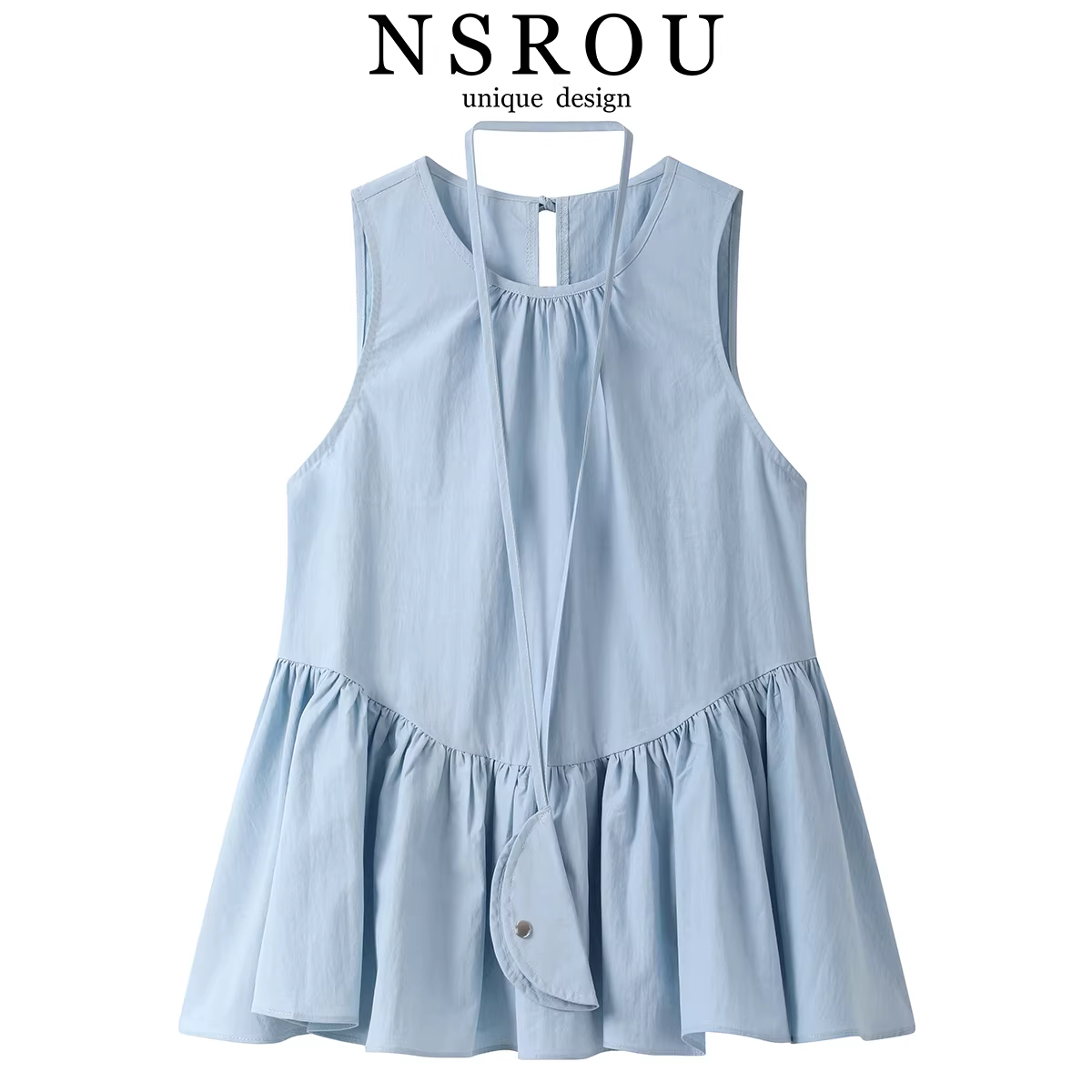 Váy sơ mi không tay độc đáo, thanh lịch và đẹp mắt dành cho nữ, phong cách mùa hè mới, dáng rộng, tôn dáng, áo babydoll đa năng.