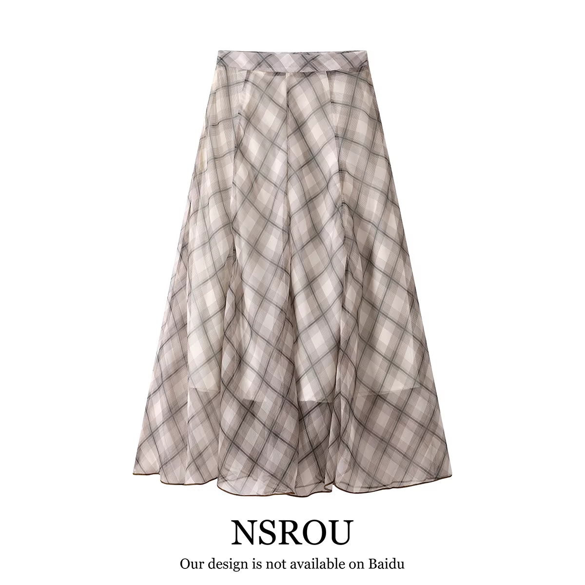 Váy dài trung bình in họa tiết kiểu Pháp, vạt xéo, dành cho nữ, váy voan kẻ caro retro mùa hè, váy dài