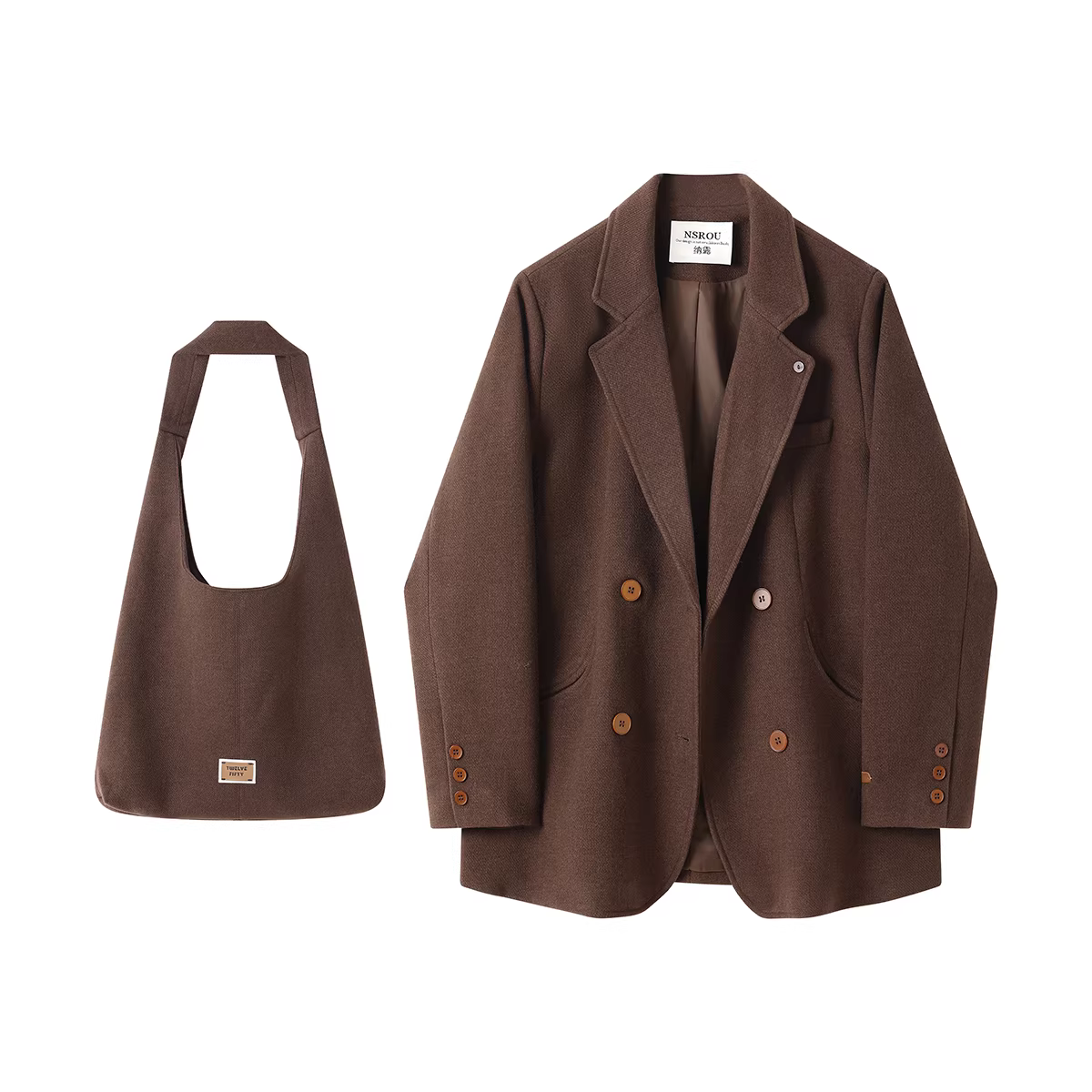 Áo blazer ngắn chuyên nghiệp bằng len cổ điển cao cấp NSROU dành cho nữ, bộ vest siêu phong cách cho mùa thu đông.