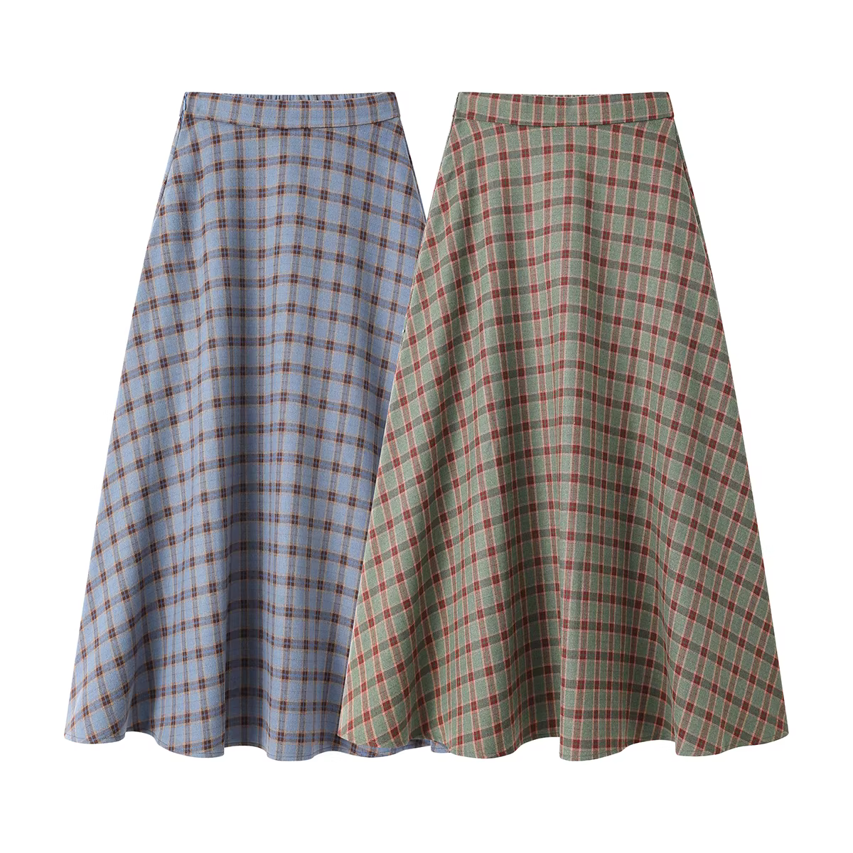 Váy ô dù kẻ sọc len phong cách retro preppy của NSROU dành cho nữ, váy bút chì chữ A phong cách Hàn Quốc mùa thu đông