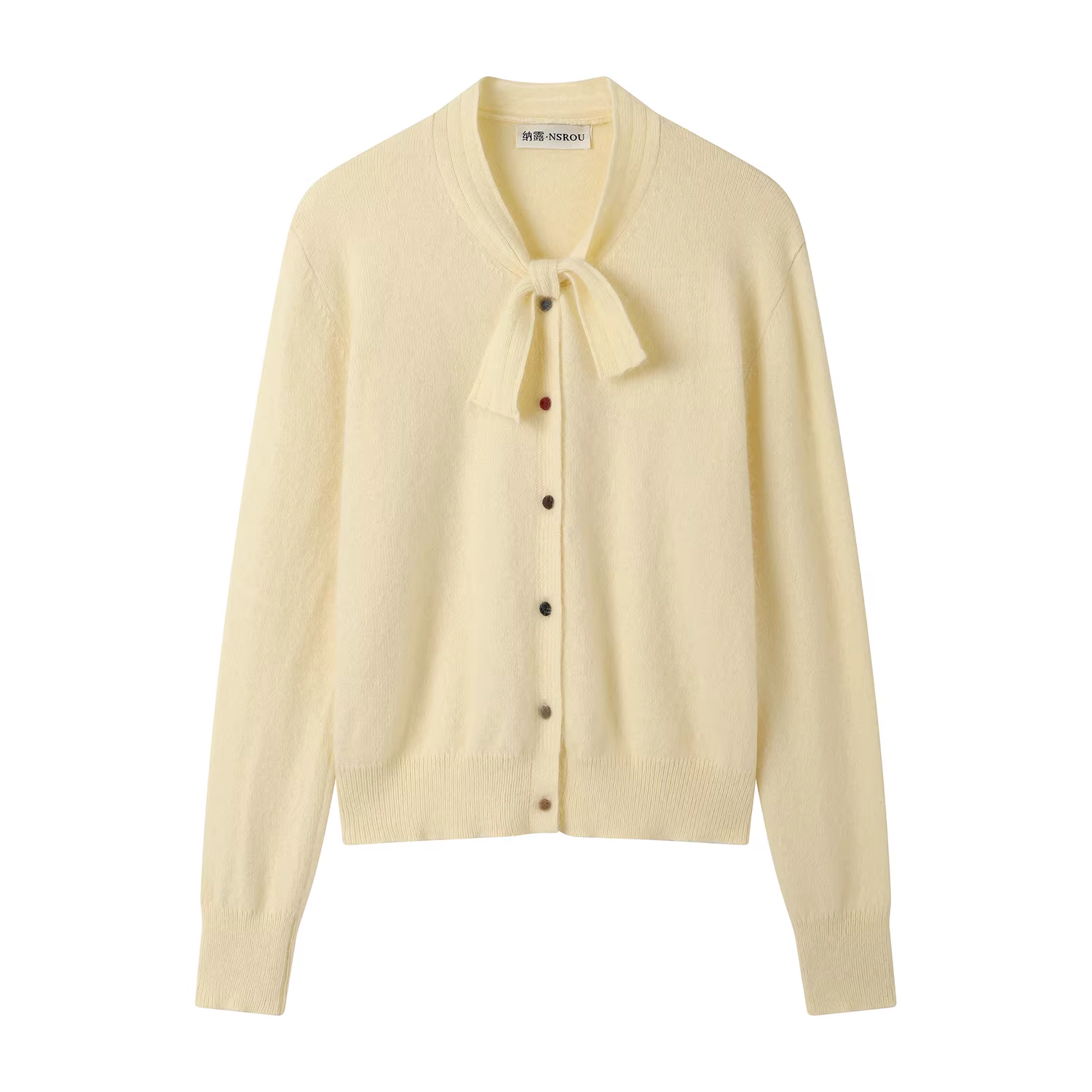 Áo len dệt kim kiểu Hàn Quốc sang trọng, nhẹ nhàng, có dây buộc dành cho nữ, áo len màu vàng mềm mại và đa năng mùa thu đông