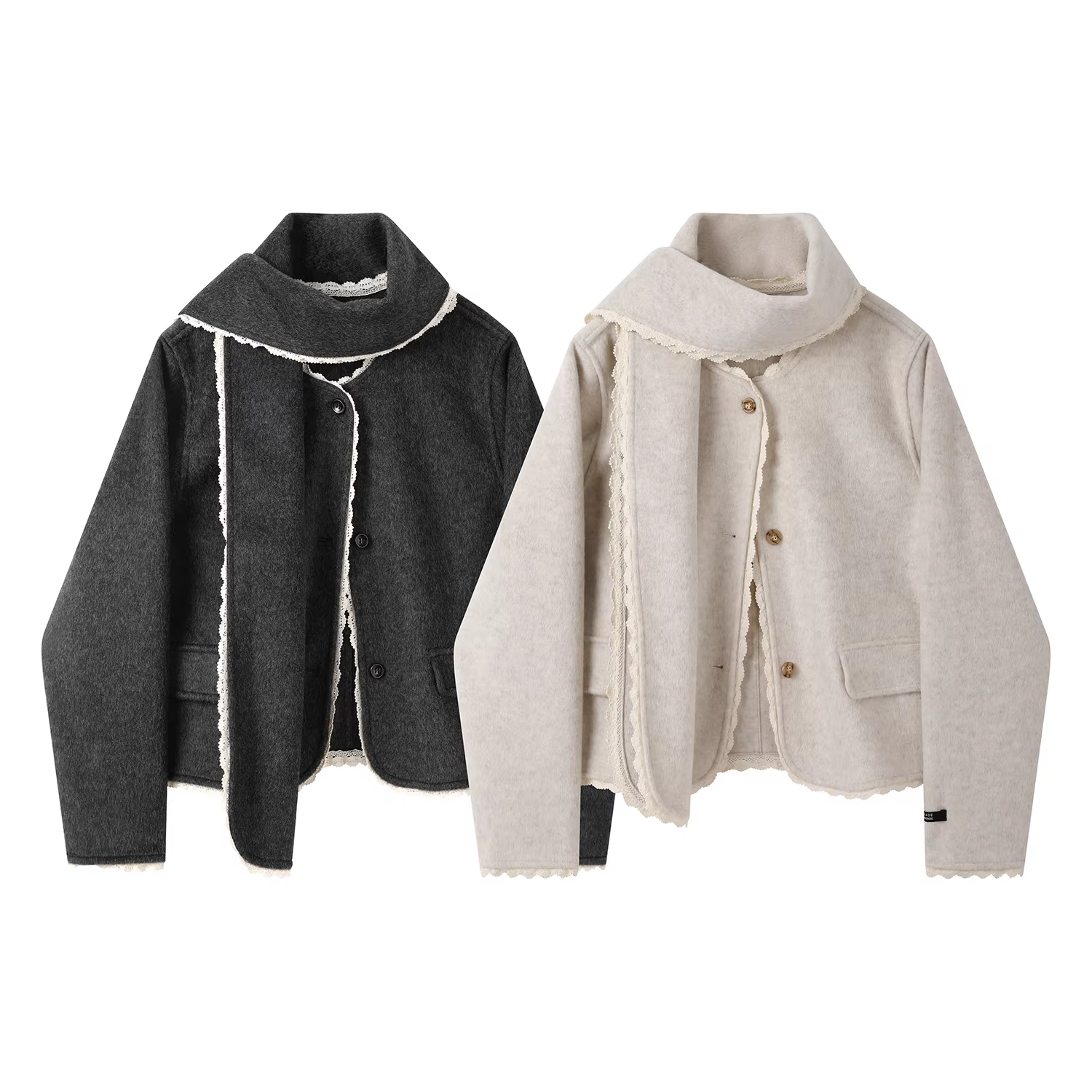 Áo khoác len ngắn phối ren công chúa nhỏ nhắn phong cách Hàn Quốc dành cho nữ, mùa thu đông, áo khoác cao cấp và siêu xinh.