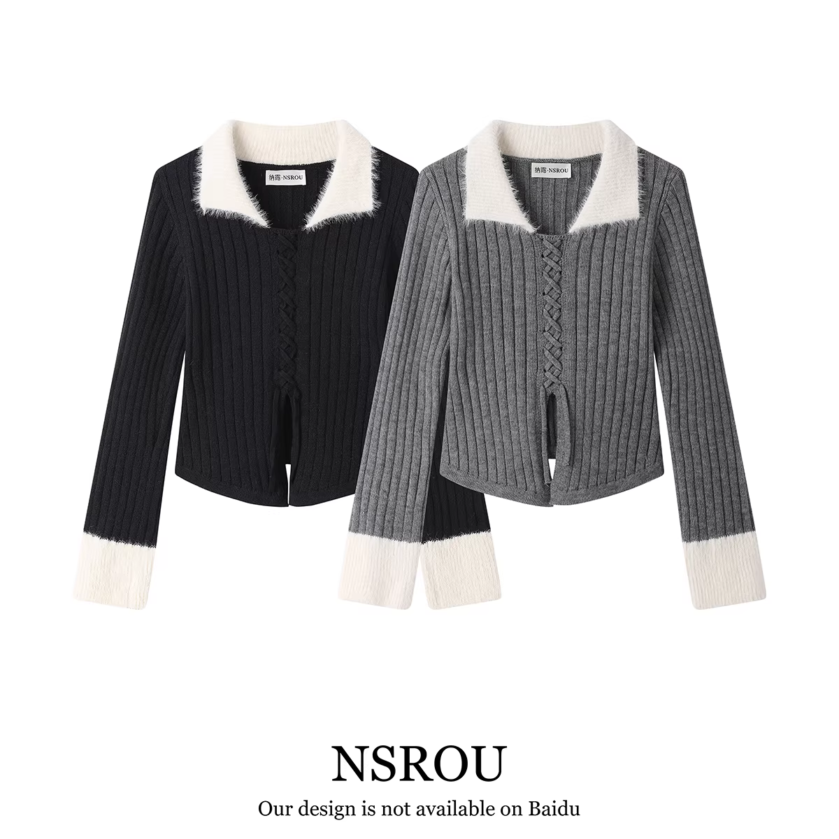 Áo len dệt kim thiết kế thích hợp của NSROU dành cho nữ, mùa thu đông, thuần khiết và gợi cảm, vừa vặn, áo len cardigan cơ bản giúp thon gọn.
