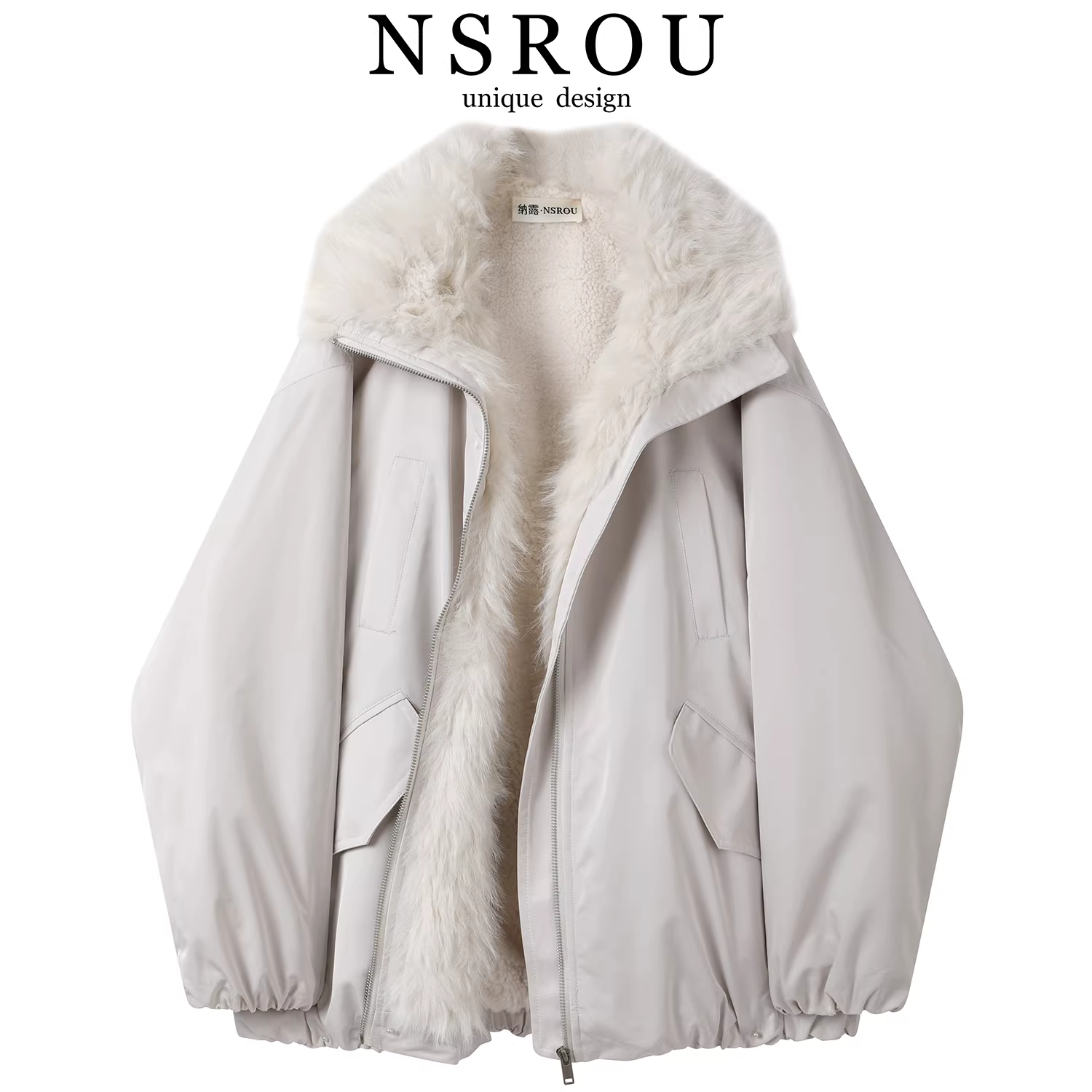 Áo khoác parka cổ lông thú sành điệu và mát mẻ dành cho nữ, phong cách mùa đông mới, thời trang và đẹp, lót lông cừu, áo khoác ấm áp, áo khoác cotton.