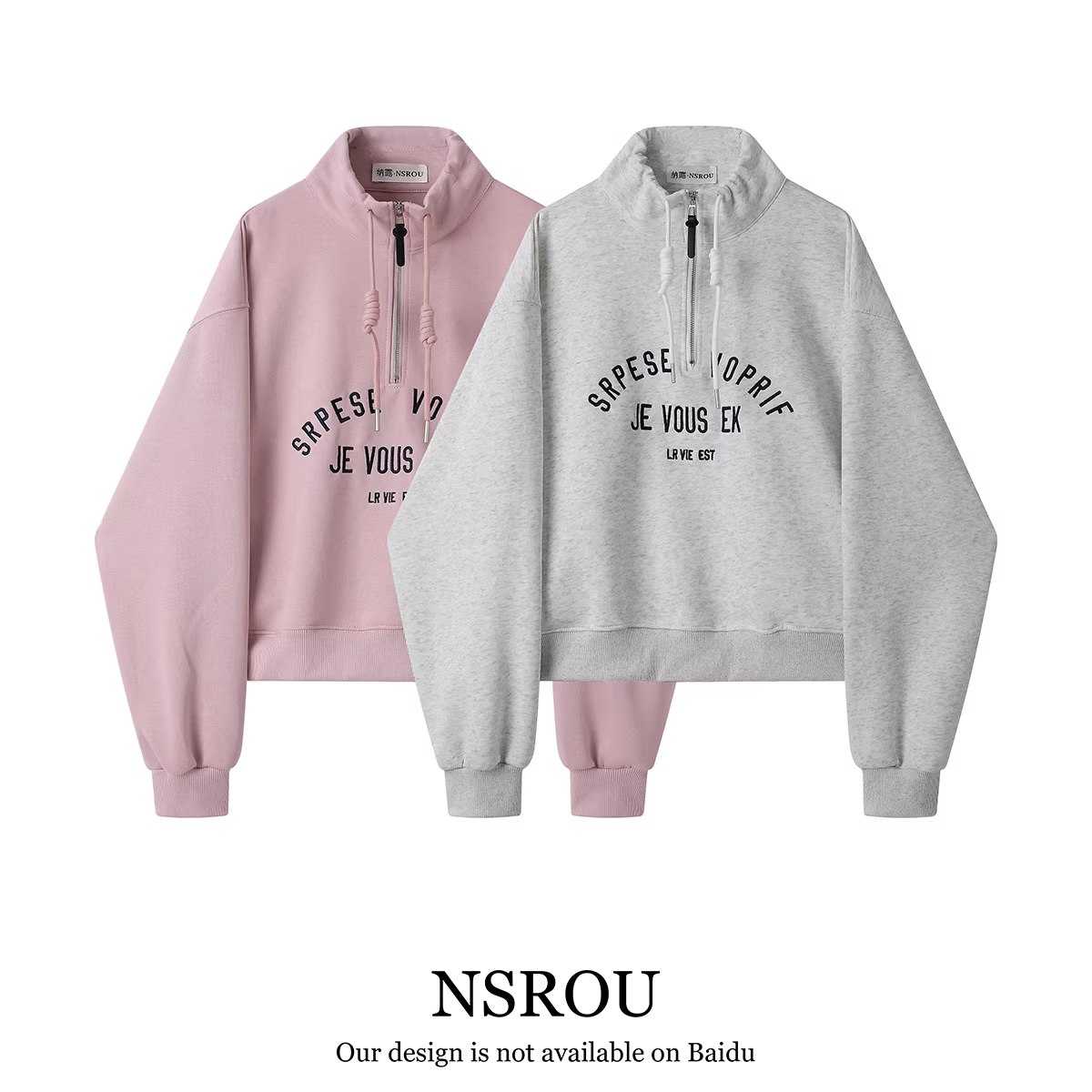 Áo khoác nỉ cao cấp nửa khóa kéo đa năng, kiểu dáng thời trang và trẻ trung của NSROU dành cho nữ, áo ngắn dáng ôm vừa vặn, phong cách giản dị mùa thu đông