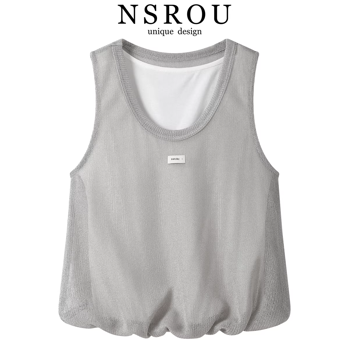 Trang phục đơn giản và hợp thời trang theo phong cách Hàn Quốc, áo vest ngắn không tay giả hai mảnh cổ tròn giúp thon gọn dáng người dành cho nữ, áo dệt kim mùa hè