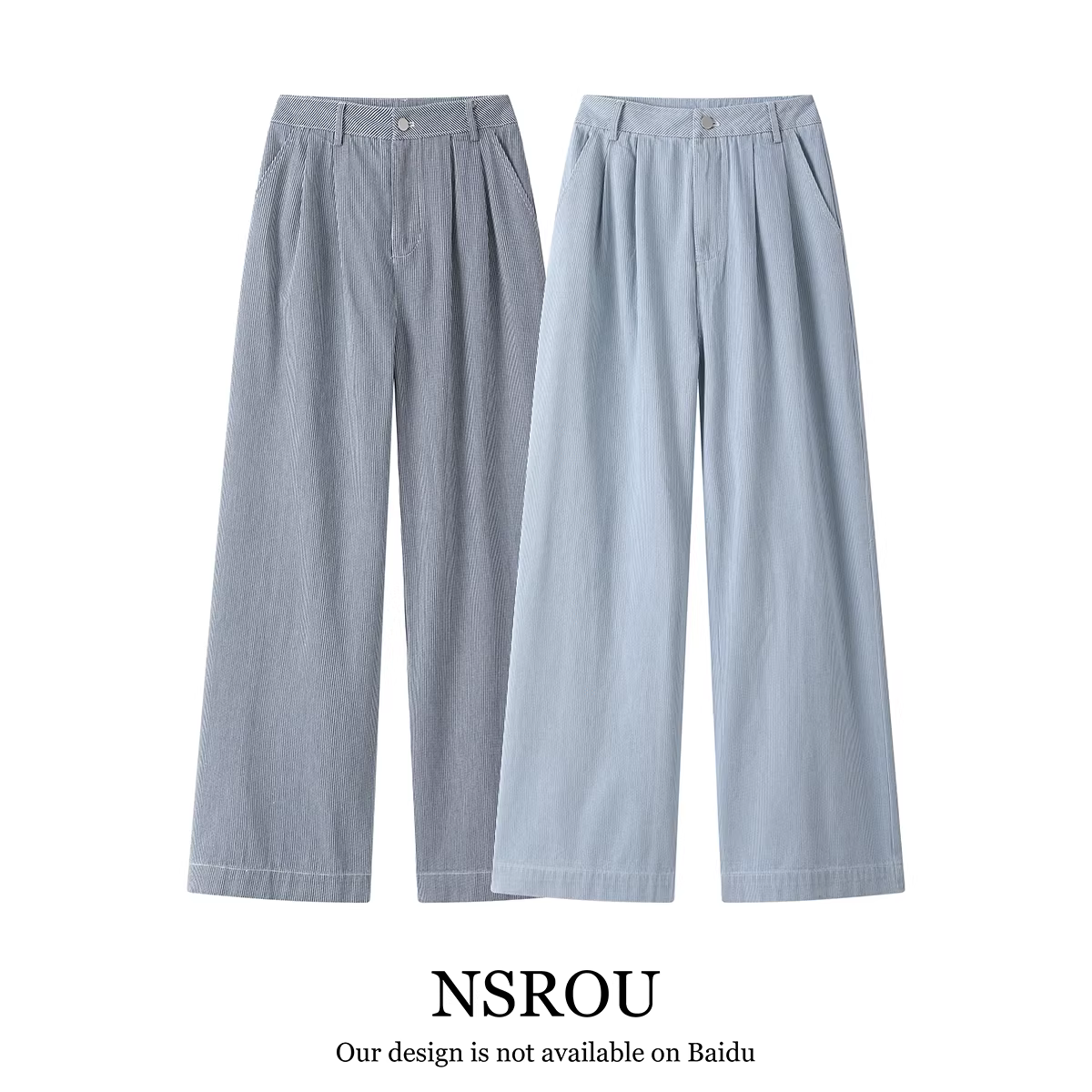 NSROU Quần jean sọc thẳng dáng rộng phong cách retro của Mỹ dành cho nữ, quần dài cạp cao mùa thu.