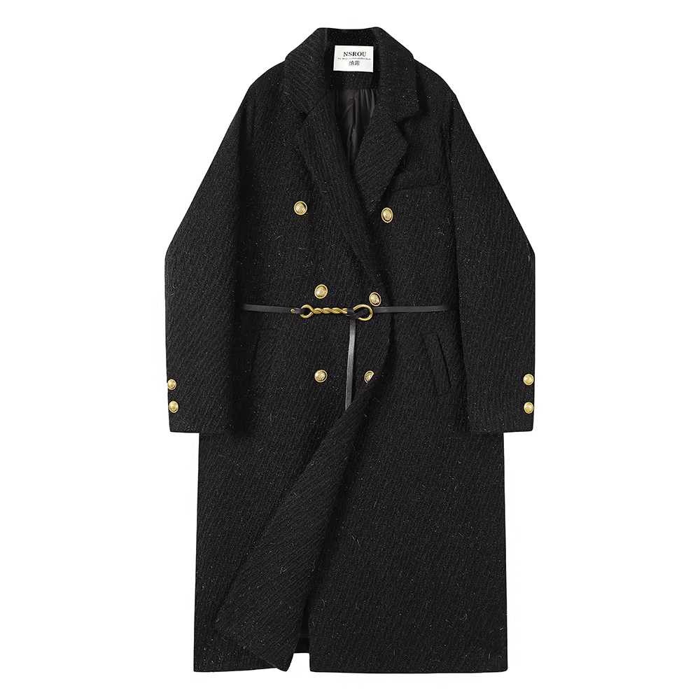 Áo khoác dạ len đỏ kiểu Hàn Quốc thanh lịch dành cho nữ, áo khoác dạ len dài cao cấp mùa đông