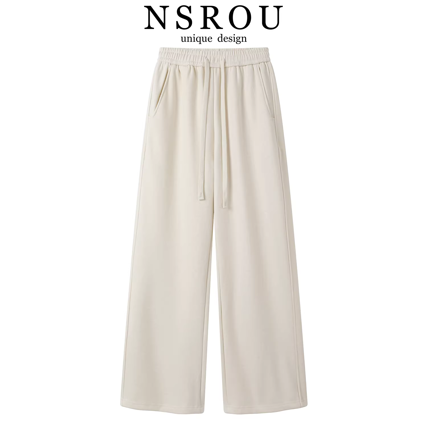 Quần ống rộng thẳng kiểu thường ngày, quần gạo, quần thể thao nữ, dáng rộng mùa đông, tôn dáng, lót lông cừu, quần dáng dài, quần dài.