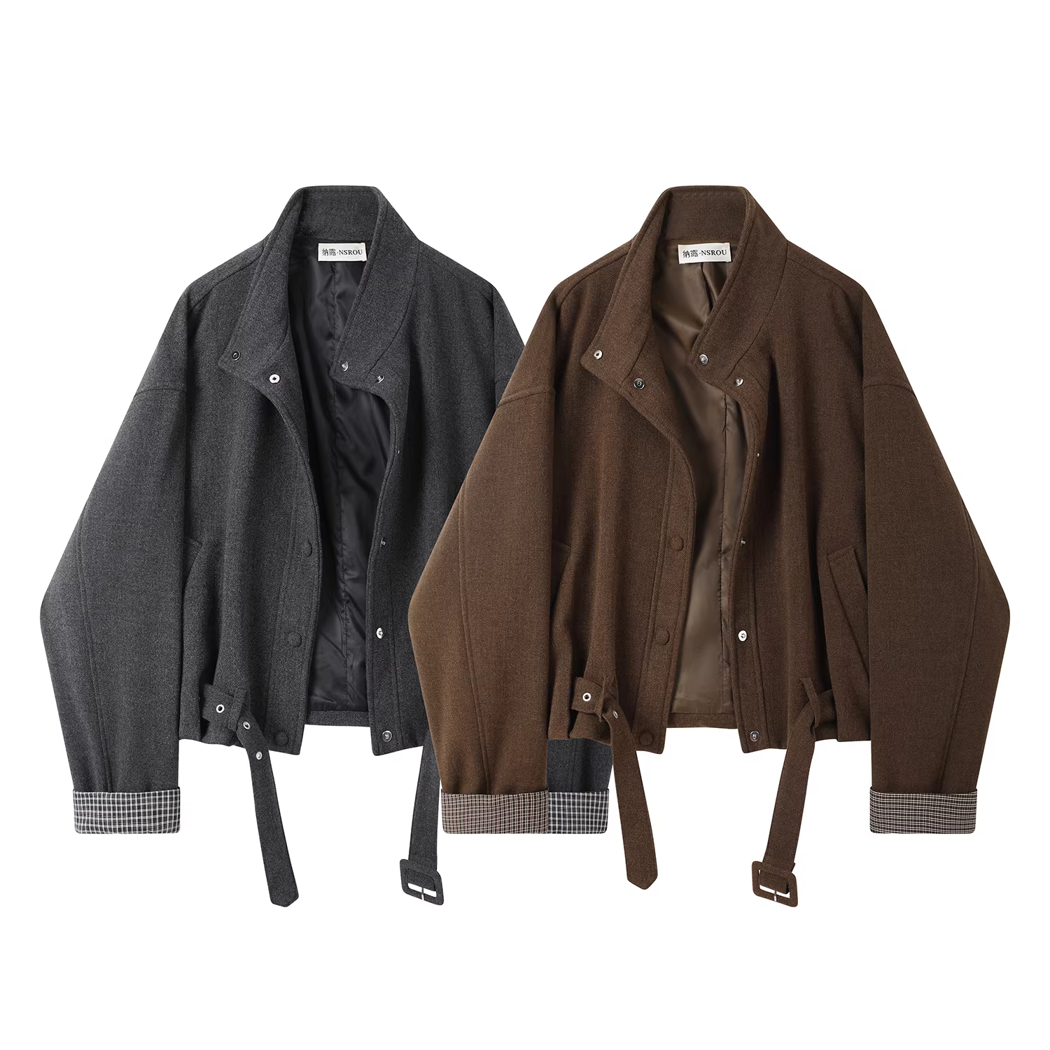 Áo khoác len phong cách Hàn Quốc dành cho nữ, mùa thu đông, cao cấp, siêu đẹp, áo khoác ngắn kiểu biker