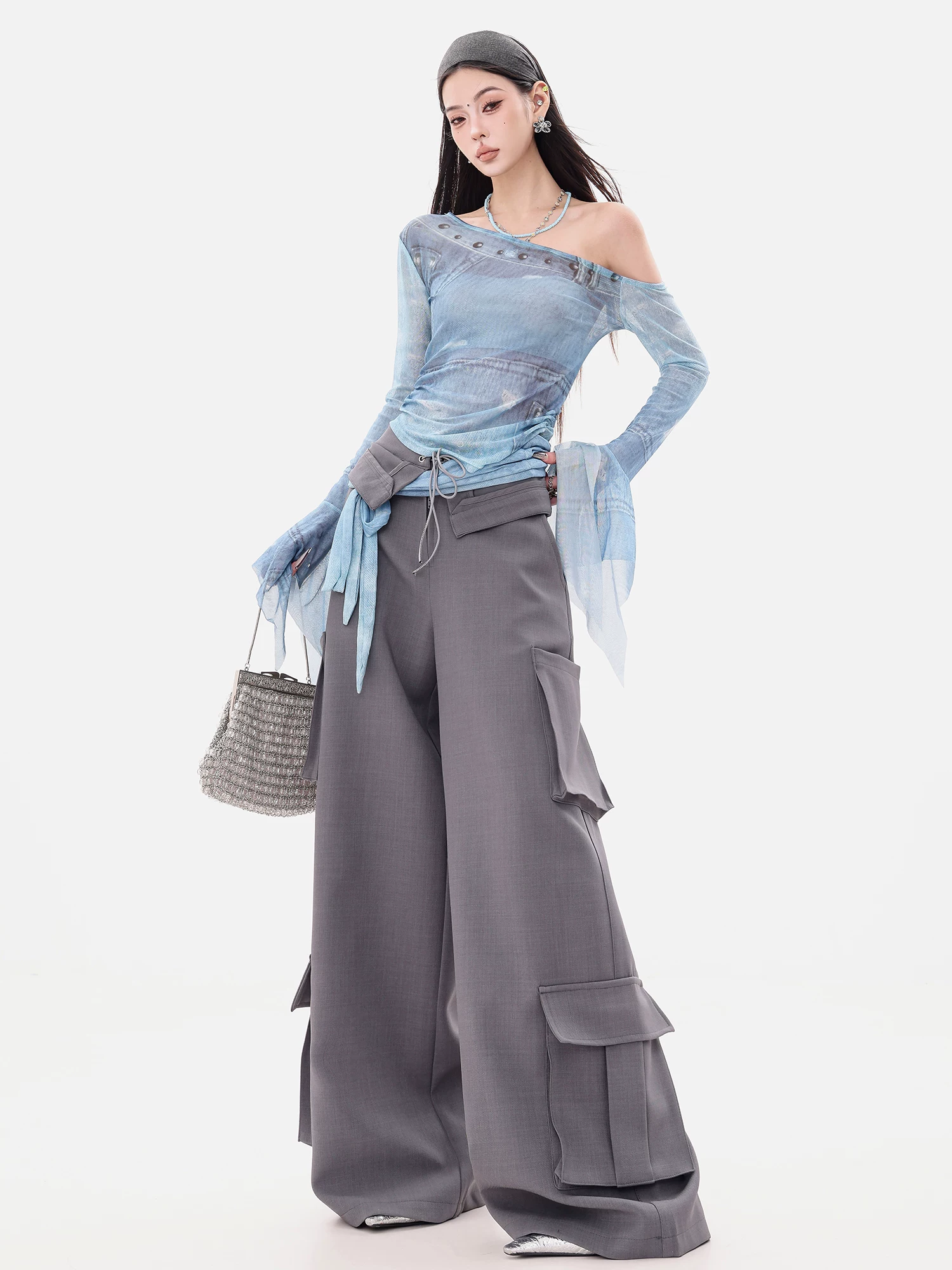 ABWEAR Phong cách Anh - Quần ống rộng buộc dây cao cấp phong cách Hàn Quốc nguyên bản dành cho nữ, quần công sở tôn dáng
