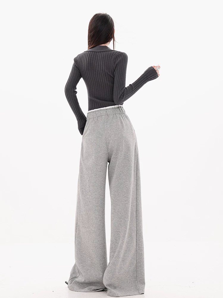 ABWEAR Roaming Plan - Quần thể thao thông thường có cạp đôi kiểu Mỹ nguyên bản dành cho nữ, quần thể thao ống rộng và dáng suông