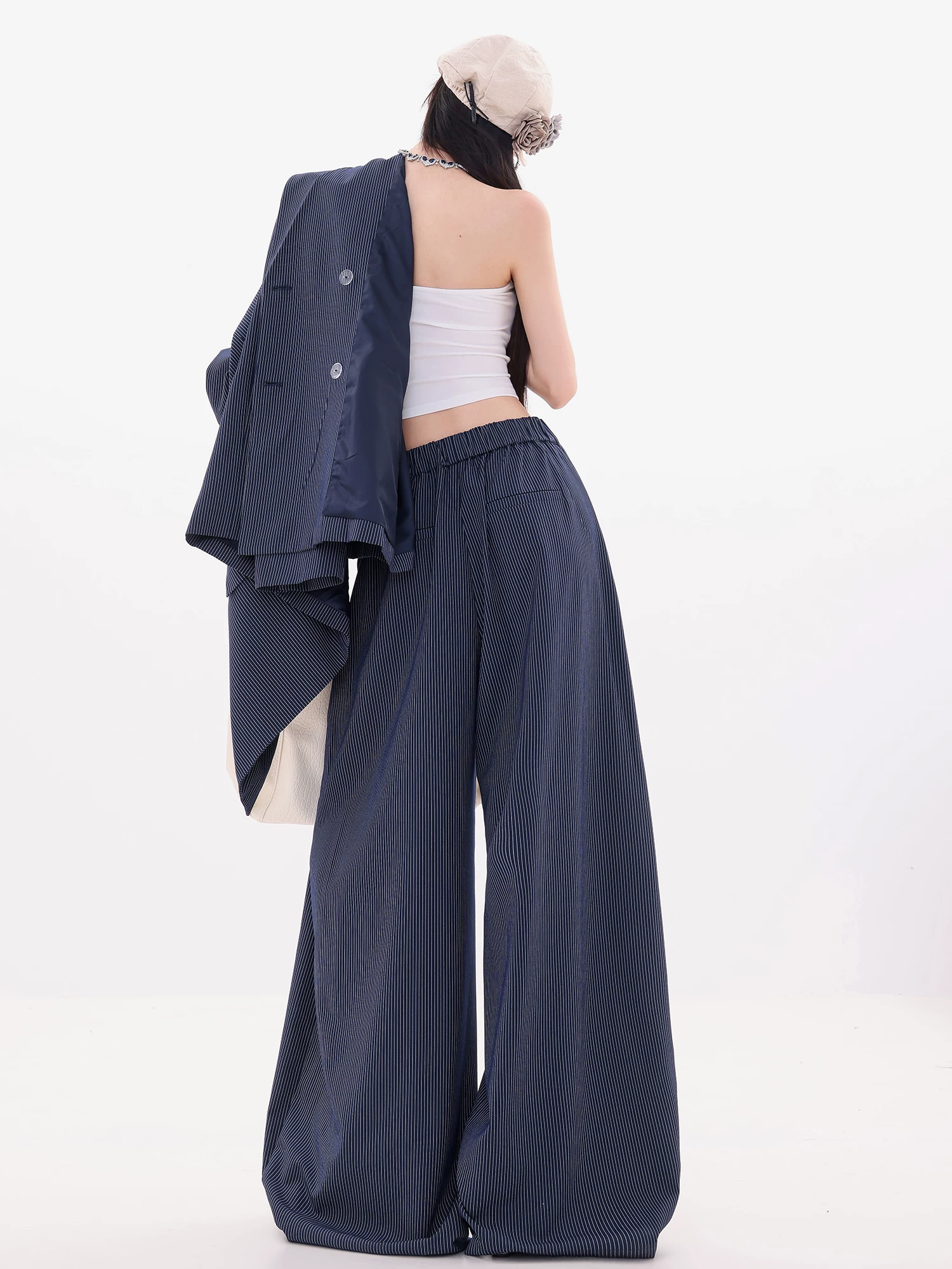 ABWLR Art Editor - Bộ vest sọc nguyên bản dành cho nữ, phong cách mới mùa thu, bộ vest hai mảnh cao cấp và thanh lịch