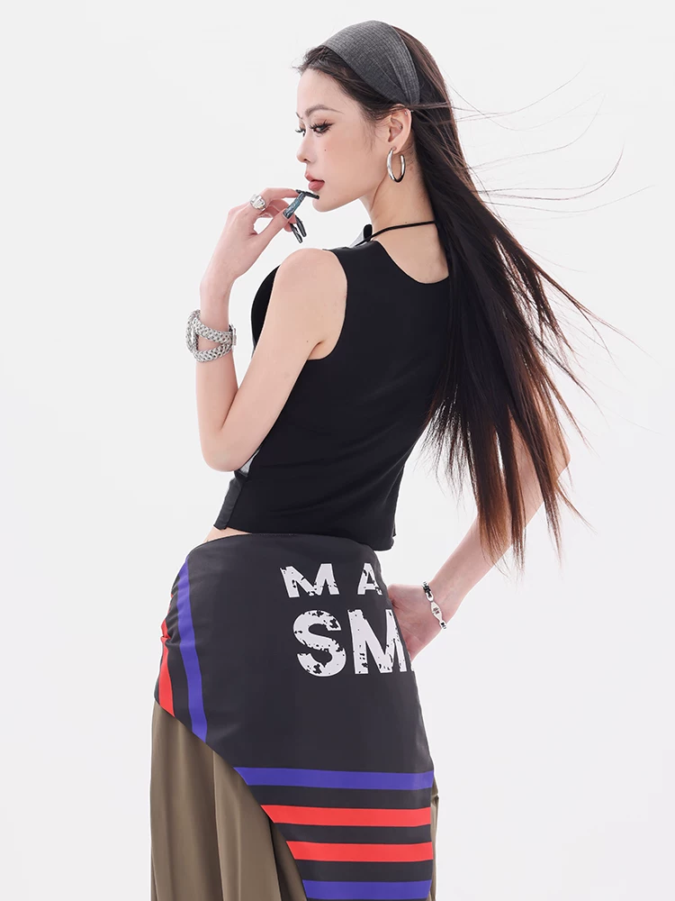 ABWEAR Rebel Aesthetics - Áo vest ngắn phong cách đường phố hạng nặng nguyên bản dành cho nữ, kiểu dáng ôm sát, áo khoác ngoài không tay