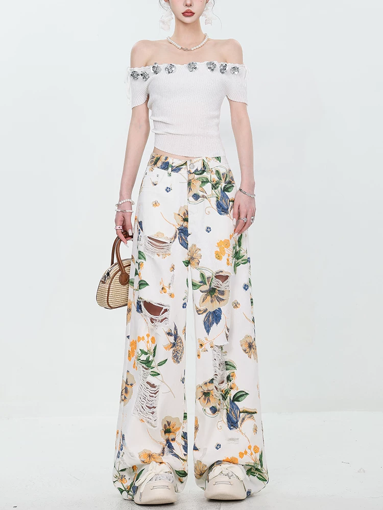 Quần jean rách in họa tiết cổ điển Mỹ của ABWEAR