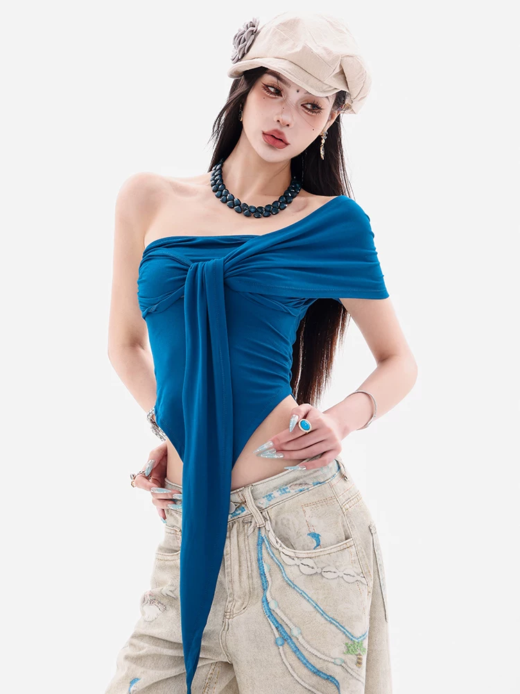 ABWEAR Venus - Áo ba lỗ có dây đeo vai bất đối xứng thiết kế độc đáo dành cho nữ, kiểu dáng ôm vừa vặn và tôn dáng
