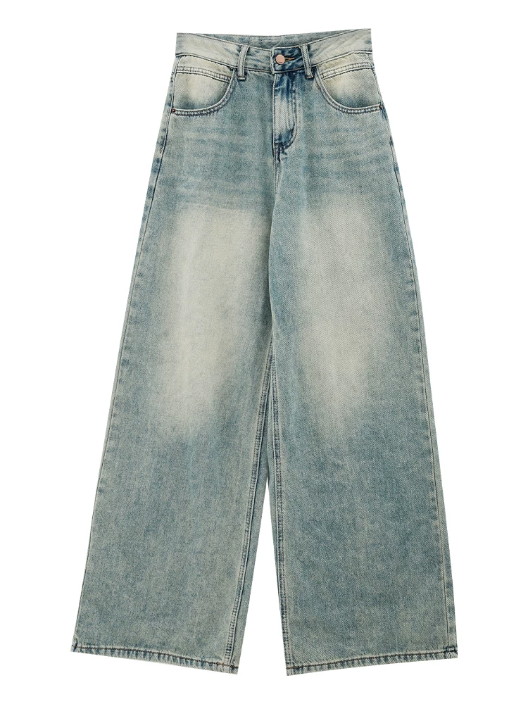 Quần jeans ống rộng kiểu retro mùa xuân thu mới 2025 của ABWEAR dành cho nữ, quần dài thẳng dáng rộng tôn dáng