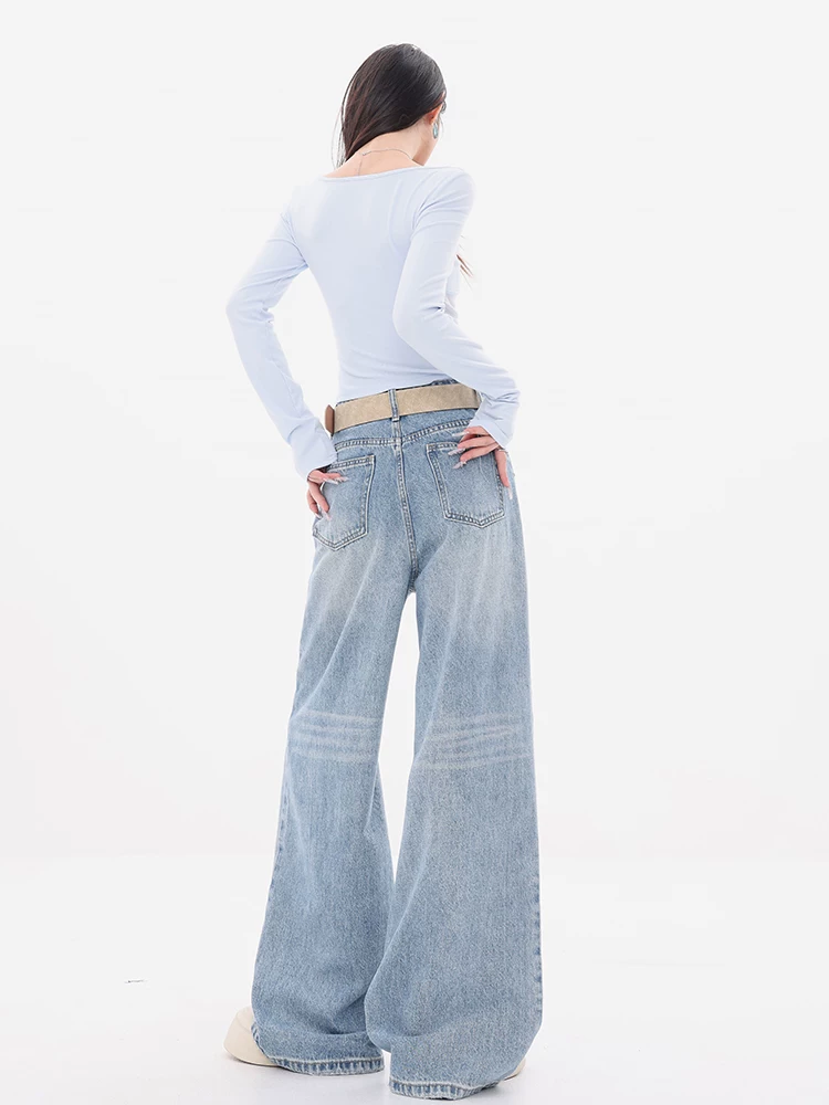 Quần Jeans ABWEAR Heart of the Ocean - Dòng Light Spring nguyên bản đính sequin dành cho nữ 2025, kiểu dáng rộng ống thẳng