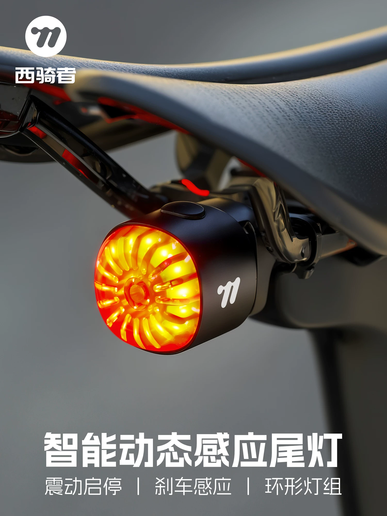 Đèn hậu xe đạp West Rider, đèn phanh cảm biến sạc cho xe đạp leo núi, đèn cảnh báo khi đi xe đạp ban đêm, thiết bị đi xe đạp