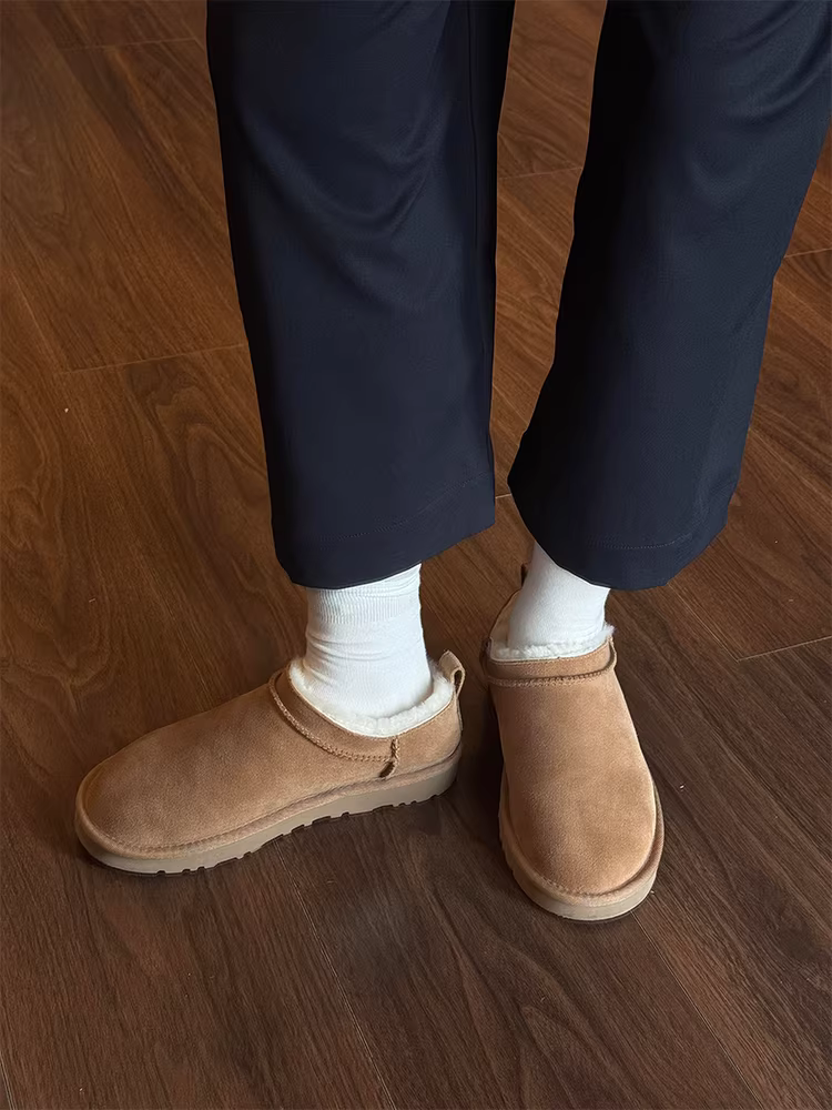 Phiên bản da cừu ~ Giày bốt đi tuyết chống trượt đa năng tích hợp lông thú dành cho nữ, giày bốt cotton ấm áp lót lông cừu thời trang mùa thu đông