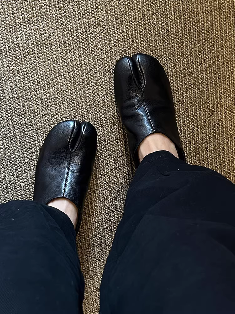 Phiên bản da cừu ~ Giày da thật xỏ ngón dành cho nữ, giày đế thấp da xước phong cách cổ điển, giày da nhỏ thời trang độc đáo.