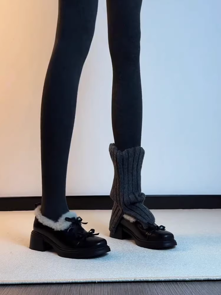 Phiên bản da cừu ~ Giày lười buộc nơ bằng da thật đa năng dành cho nữ, giày lười kiểu Anh, giày da nhỏ ngọt ngào và cá tính theo phong cách Anh