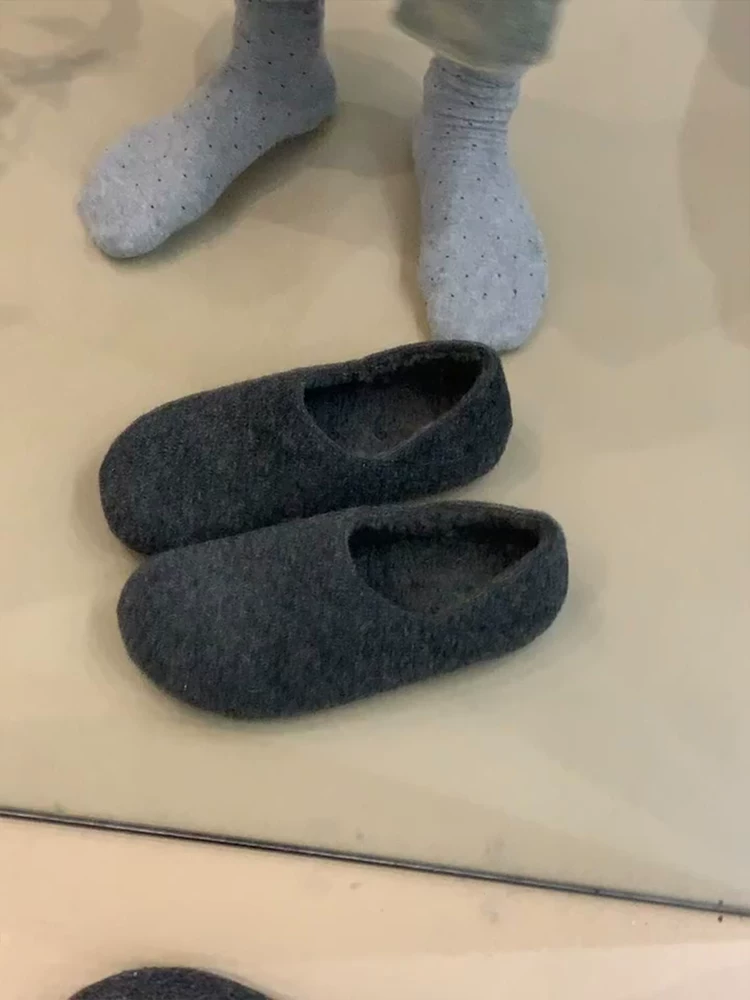 Phiên bản da bò ~ Giày lười nữ kiểu Birkenstock ấm áp, có thể mang hai chiều, lót toàn bộ bằng cotton, giày lông mềm thoải mái kiểu cổ điển.