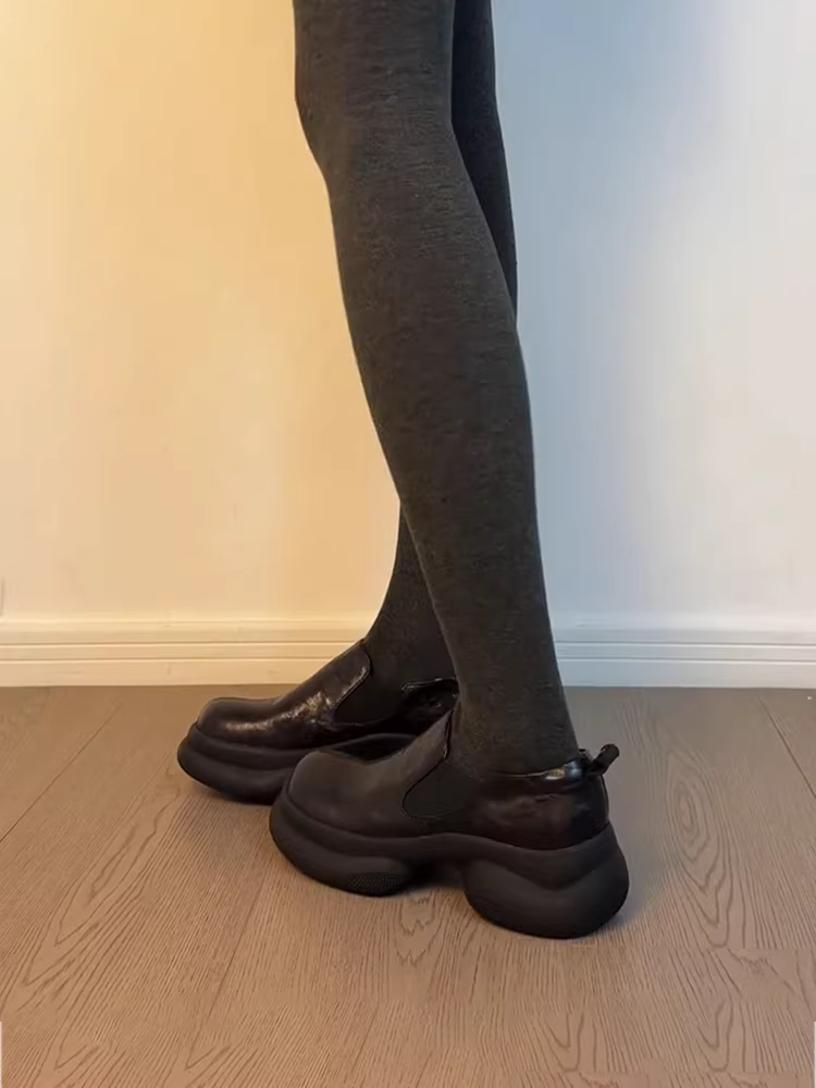 Phiên bản da cừu ~ Giày lười da ngắn đa năng dành cho nữ, kiểu lười, đơn giản và sành điệu, giày da đế dày kiểu Anh