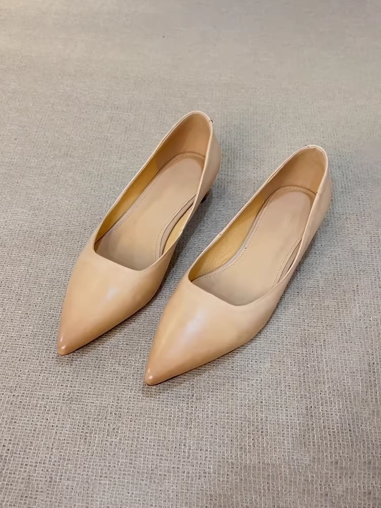 Phiên bản da cừu ~ Giày lười đế thấp bằng da thật đơn giản màu đen mới dành cho nữ, thích hợp đi làm và đi làm lười biếng.