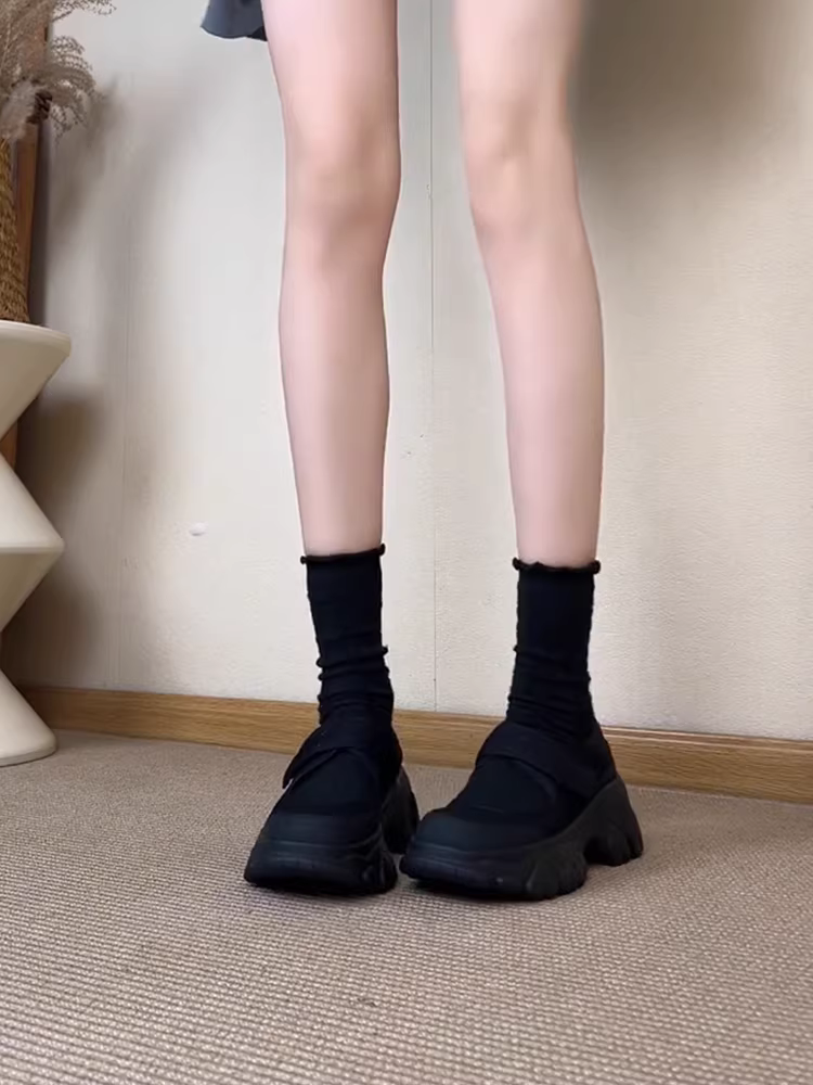 Phiên bản da cừu ~ Giày thể thao miệng nông bằng da thật có khóa dán kiểu cổ điển dành cho nữ, giày đế dày đa năng kiểu Mary Jane