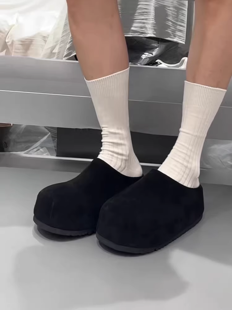 Phiên bản da cừu ~ giày nửa mũi kín kiểu cổ điển, giày nữ ngoài trời kiểu Birkenstock đế dày đơn giản phổ biến, tăng chiều cao, đa năng