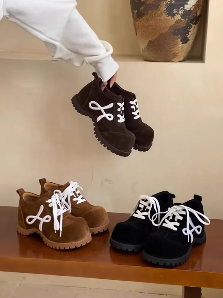 Phiên bản da cừu ~ Giày thể thao đế dày kiểu Birkenstock mới dành cho phụ nữ nhỏ nhắn, giày chunky thời trang cổ điển buộc dây