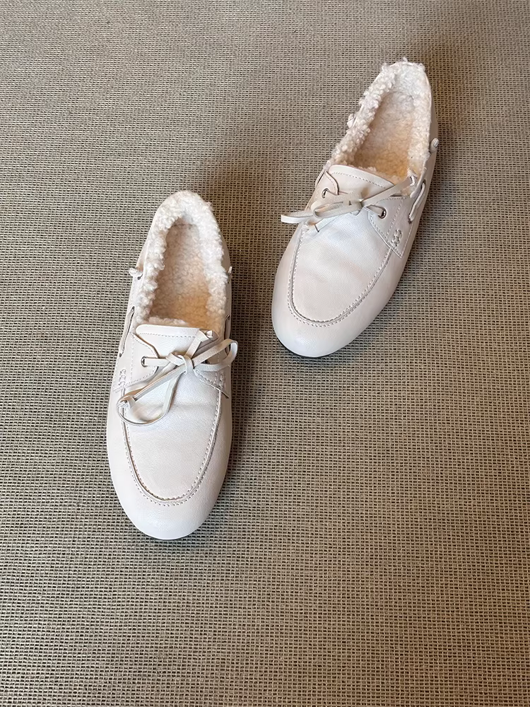 Phiên bản da cừu~ Giày lười da thật kiểu Anh dành cho nữ, giày đế bằng mềm mại và thoải mái để đi làm.