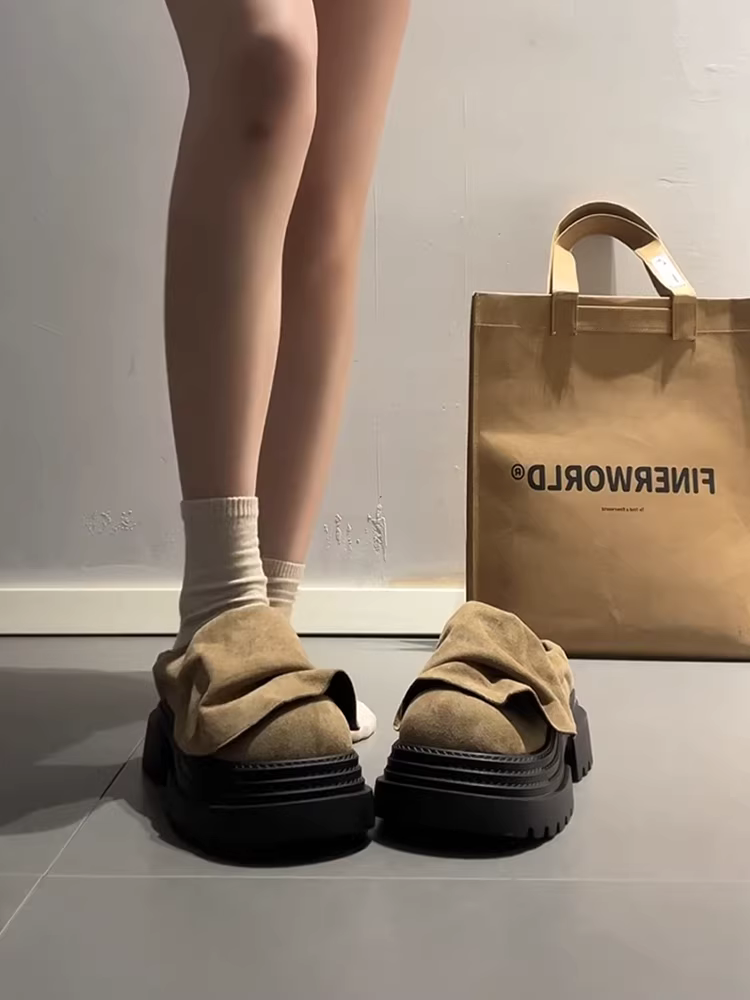 Phiên bản da cừu ~ thiết kế mới theo phong cách retro, giày Birkenstock đế dày dành cho phụ nữ nhỏ nhắn, giày nửa mules bằng da lộn kiểu xỏ ngón có mũi kín.