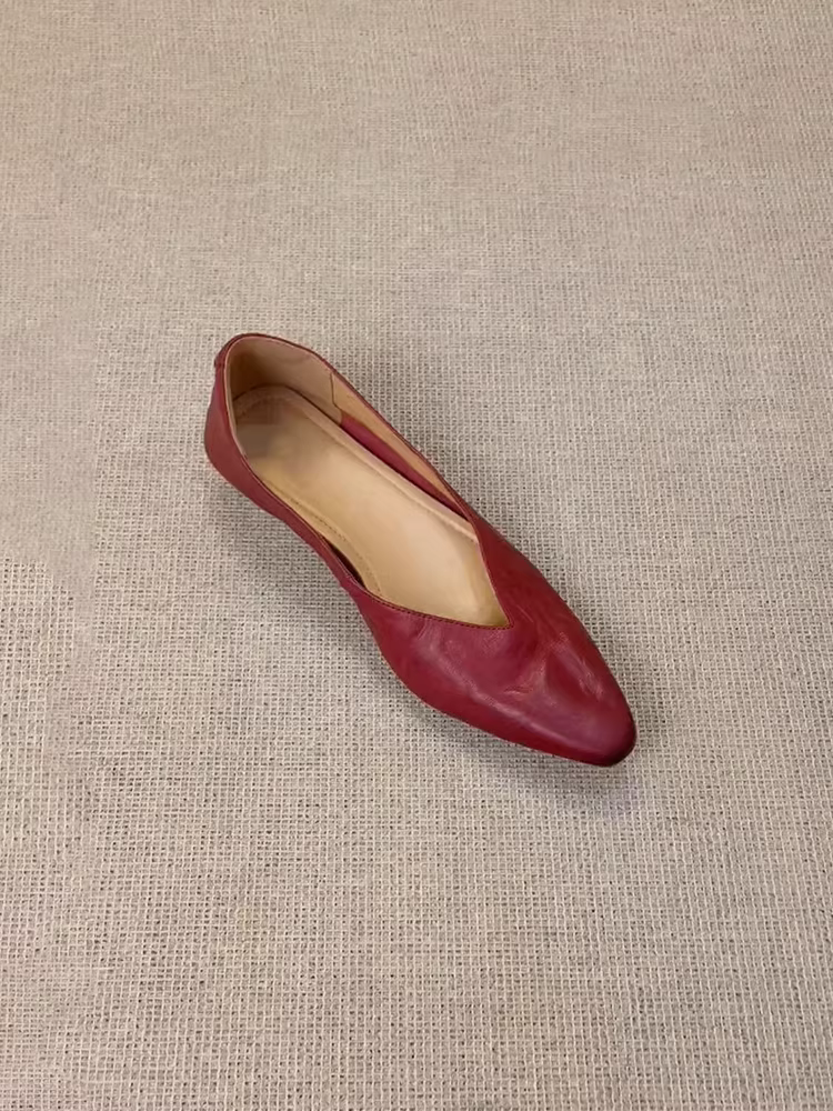 Phiên bản da cừu ~ Giày lười đế bằng da thật siêu mềm dành cho nữ có khóa chữ V, đa năng khi đi làm, giày đế bằng cổ điển, đơn giản và thanh lịch