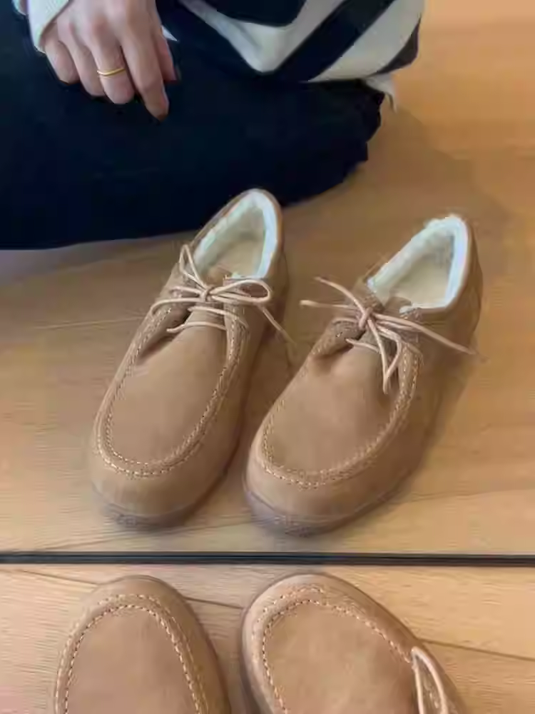 Phiên bản da bò ~ Giày Birkenstock da thật cá nhân hóa dành cho nữ, phong cách cổ điển, lót lông cừu, ấm áp, đế dày, giày lười buộc dây bằng da bò.