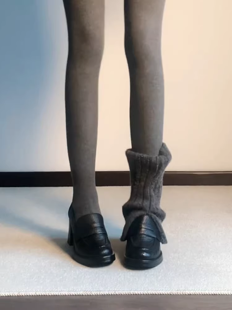 Phiên bản da cừu ~ Giày cao gót đi làm đa năng kiểu Pháp dành cho nữ, giày lười da thật tối giản kiểu slip-on, giày da nhỏ thanh lịch.